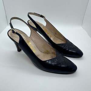 Salvatore Ferragamo Blue Leather Slingback Heels